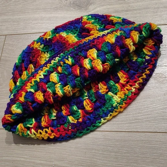 Men's Multi-Colored Handmade Knit Winter Beanie, Men's Winter Hats - Picture 4 of 6